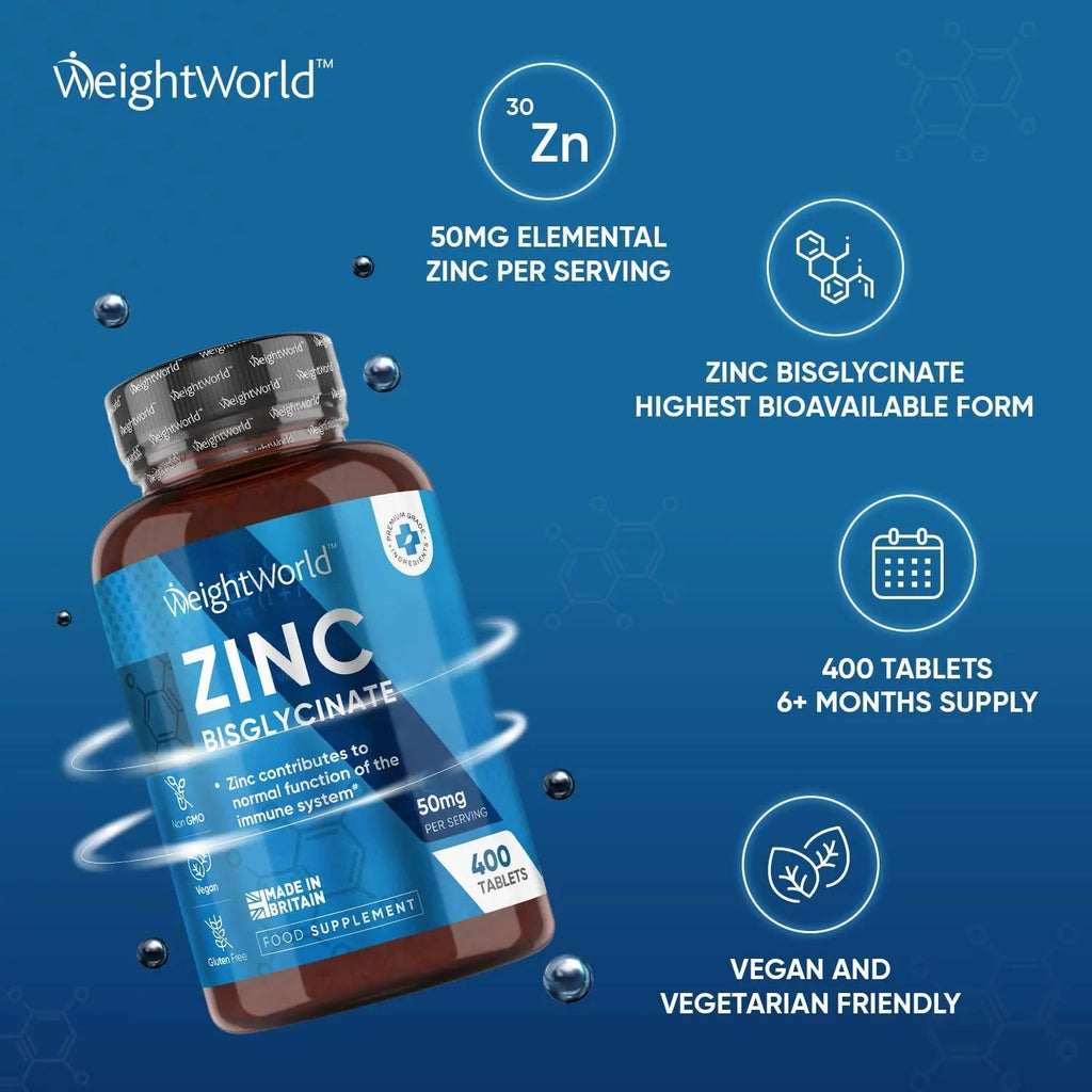 High Strength Zinc Tablets 50mg – 400 Vegan Zinc Bisglycinate Tablets 6+ Months - TrustMedUSA