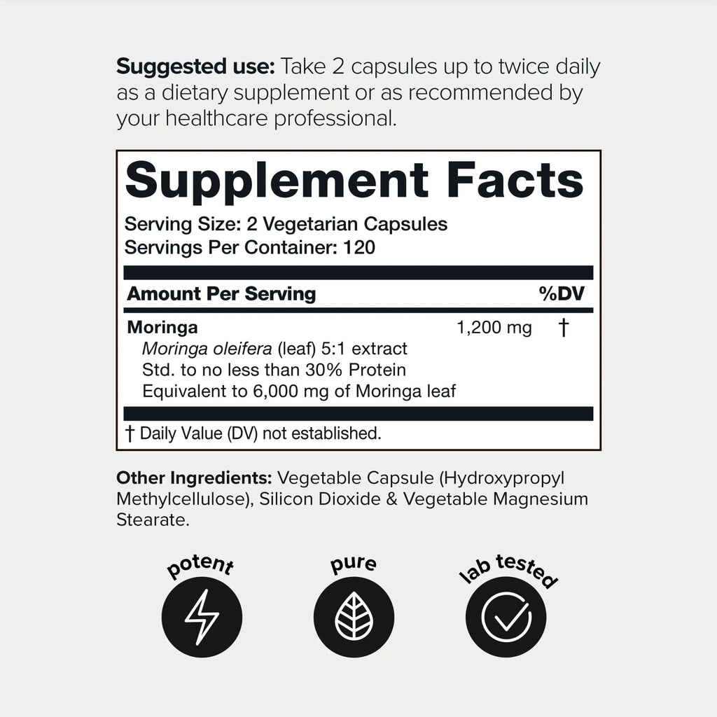 Highly Potent Full Spectrum Indian Moringa Extract - 30% Third-Party Tested Protein - TrustMedUSA