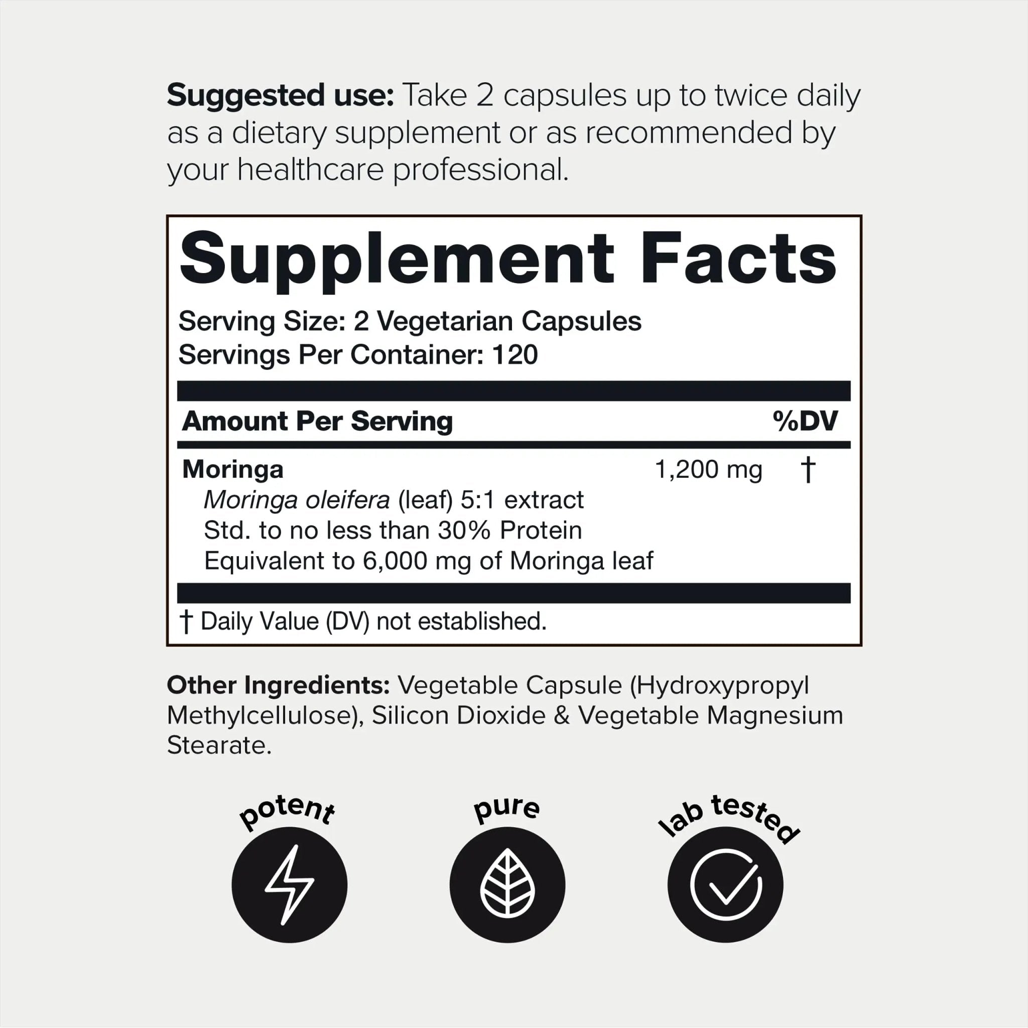 Highly Potent Full Spectrum Indian Moringa Extract - 30% Third-Party Tested Protein - TrustMedUSA