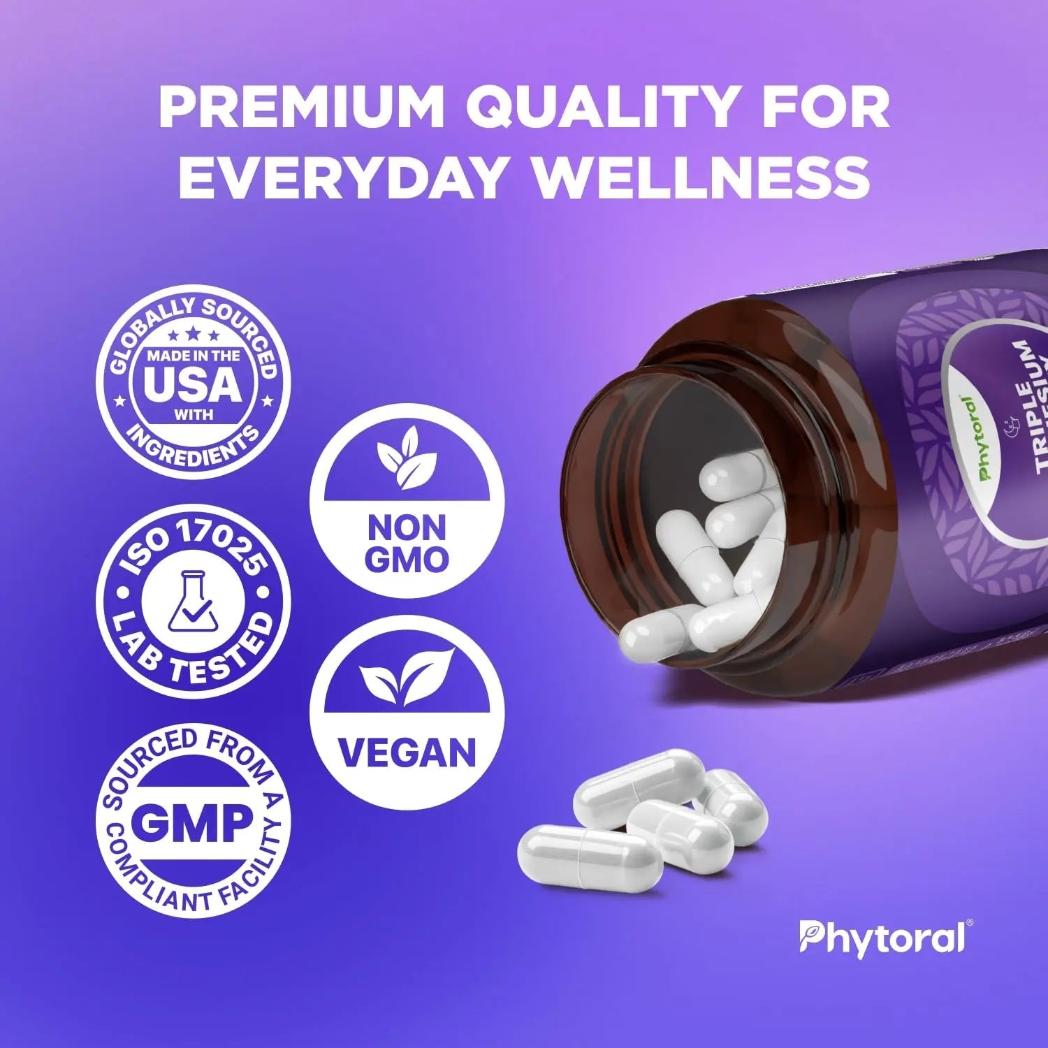 Highly Potent Magnesium Complex Capsules - Triple Magnesium Blend with Taurate Glycinate and Malate - 400mg Supplement Supports Relaxation & Overall Wellness Non-GMO Vegan - 90 Count - TrustMedUSA