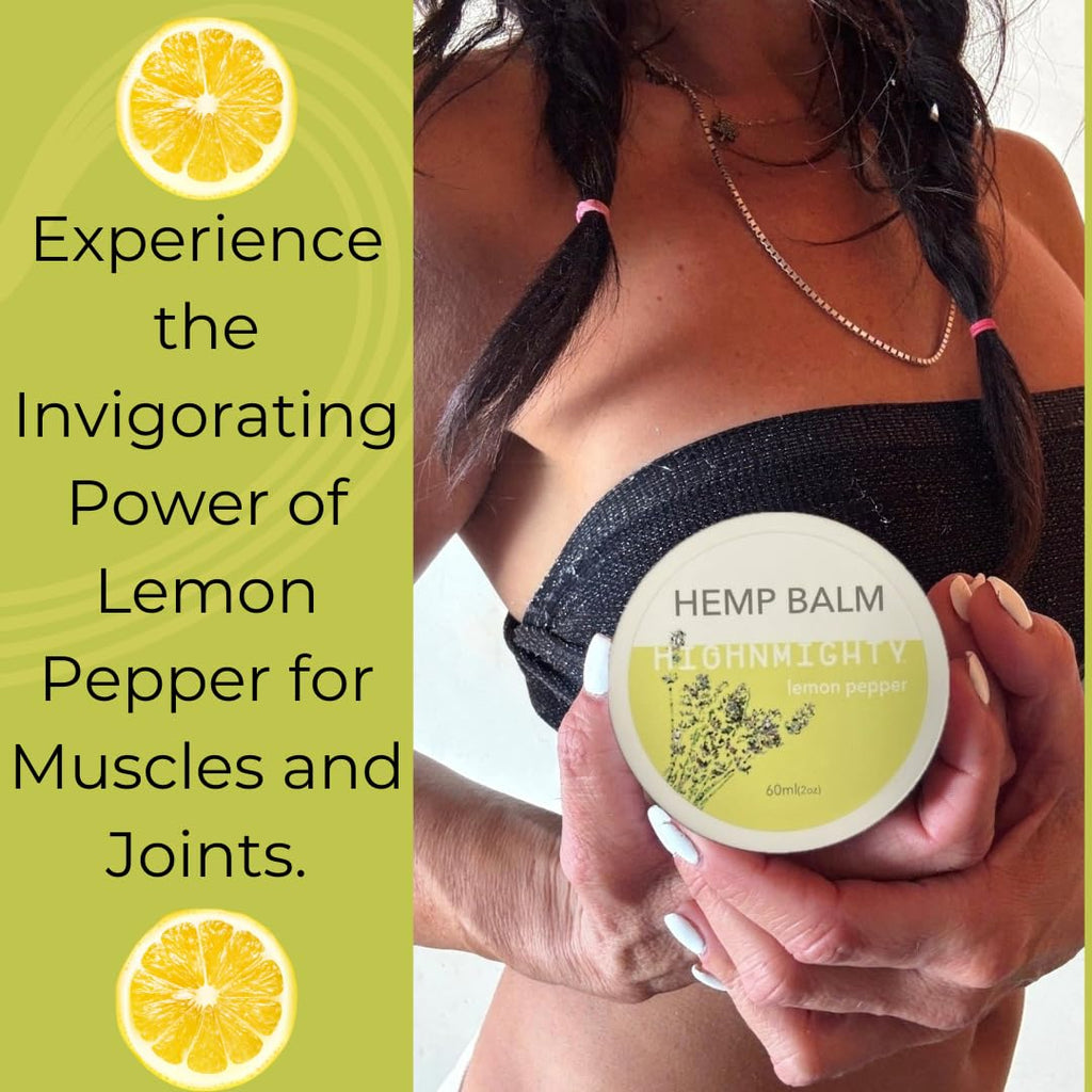 Highnmighty Maximum Strength Lemon Pepper Hemp Balm Salve | Daytime Relief, Relaxing, Natural, Fast-Acting Topical Cream for Muscle Joint Back Knee Shoulder Neck Elbow Hand Foot Relief, 60ml (2oz) - TrustMedUSA