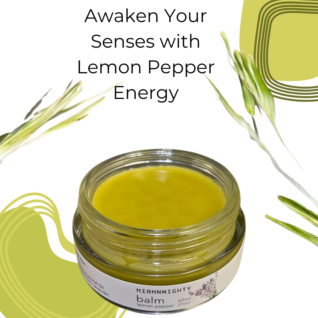 Highnmighty Maximum Strength Lemon Pepper Hemp Balm Salve | Daytime Relief, Relaxing, Natural, Fast-Acting Topical Cream for Muscle Joint Back Knee Shoulder Neck Elbow Hand Foot Relief, 60ml (2oz) - TrustMedUSA