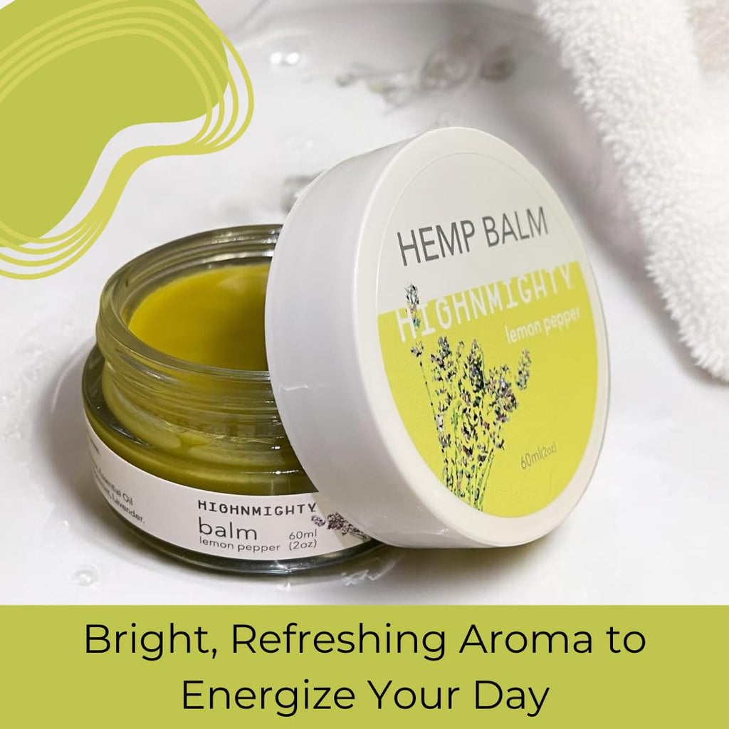 Highnmighty Maximum Strength Lemon Pepper Hemp Balm Salve | Daytime Relief, Relaxing, Natural, Fast-Acting Topical Cream for Muscle Joint Back Knee Shoulder Neck Elbow Hand Foot Relief, 60ml (2oz) - TrustMedUSA