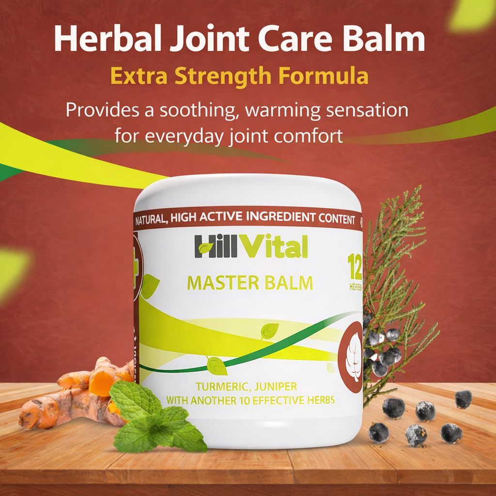 HillVital Herbal Joint Care Balm – Soothing Arnica & Turmeric Blend for Muscles & Joints – Lightweight Herbal Cooling Gel with Mint & Rosemary – Fast-Absorbing Natural Topical Cream - TrustMedUSA