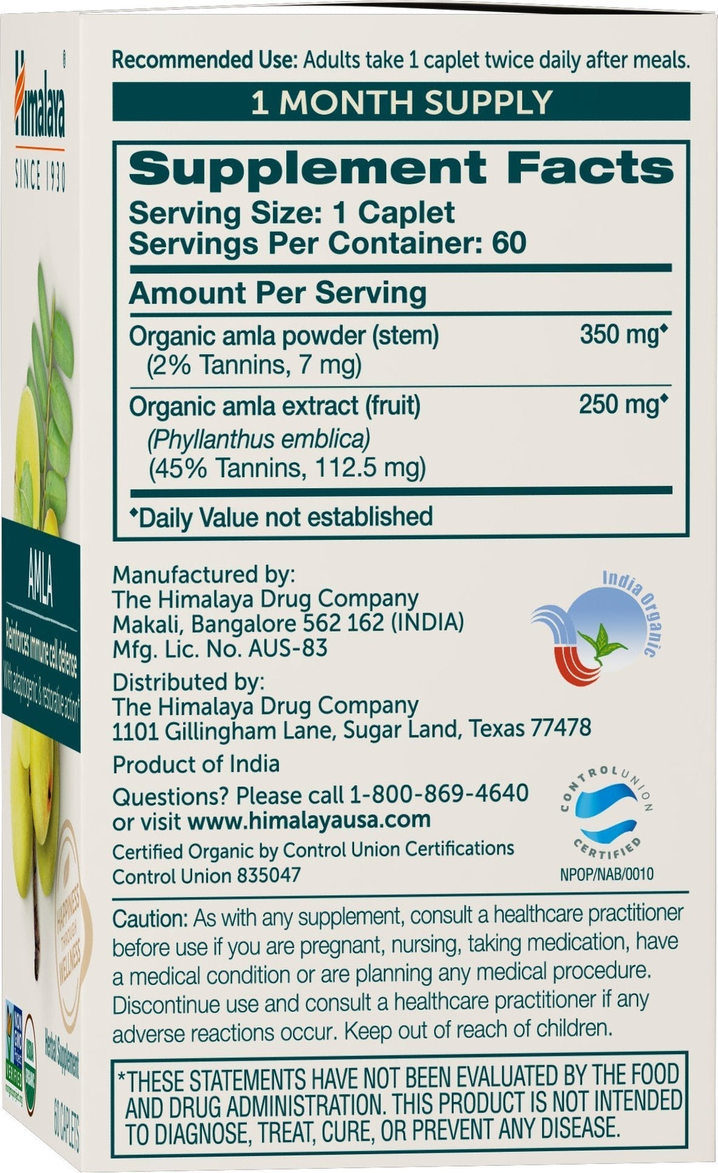 Himalaya Organic Amla - Herbal Immune Support Supplement with Adaptogen and Antioxidant - USDA Organic, Vegan - TrustMedUSA