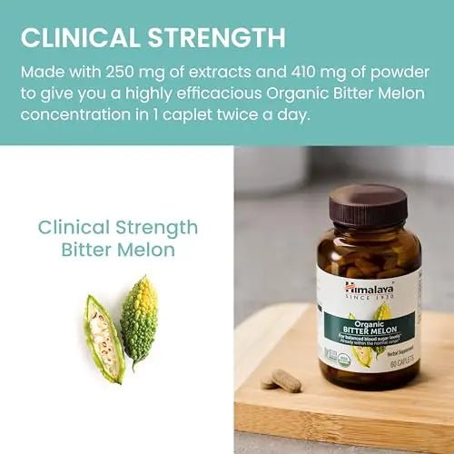 Himalaya Organic Bitter Melon for Glucose Metabolism, 660 mg, 60 Caplets, 1 Month Supply - TrustMedUSA