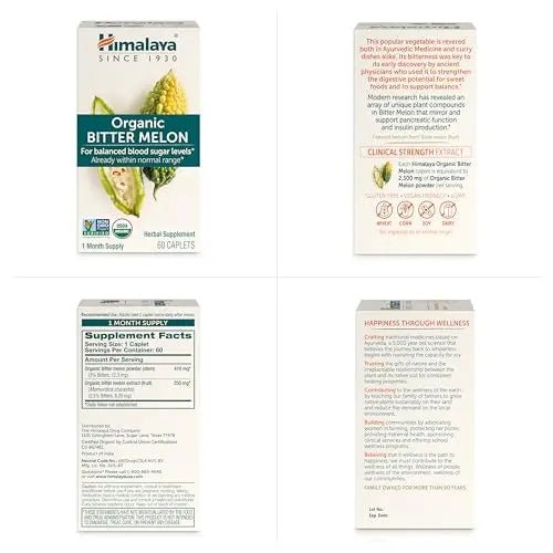 Himalaya Organic Bitter Melon for Glucose Metabolism, 660 mg, 60 Caplets, 1 Month Supply - TrustMedUSA