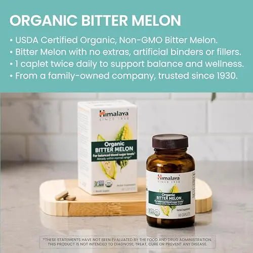 Himalaya Organic Bitter Melon for Glucose Metabolism, 660 mg, 60 Caplets, 1 Month Supply - TrustMedUSA