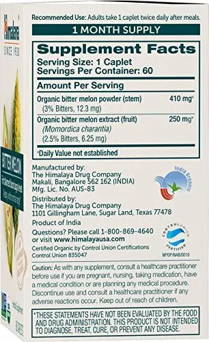 Himalaya Organic Bitter Melon for Glucose Metabolism, 660 mg, 60 Caplets, 1 Month Supply - TrustMedUSA