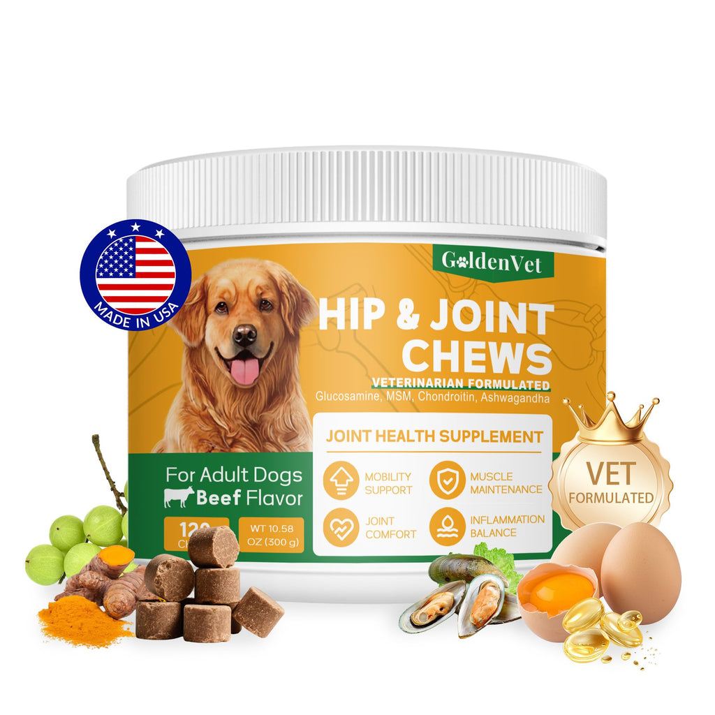 Hip and Joint Chews for Senior Dogs with Glucosamine HCL, Chondroitin, Green-lipped Mussel, Ashwagandha for Anti Inflammatory, Mobility Support, Muscle Maintenance, Joint Comfort 120 Ct - TrustMedUSA