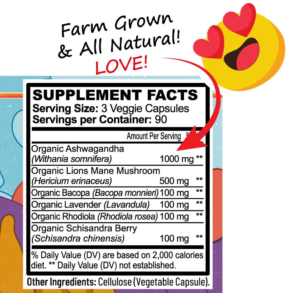 Hippie Farms Stress, Mood, Energy Support - Ashwagandha Root, Lion's Mane & More - Good Vibrations Blend - TrustMedUSA