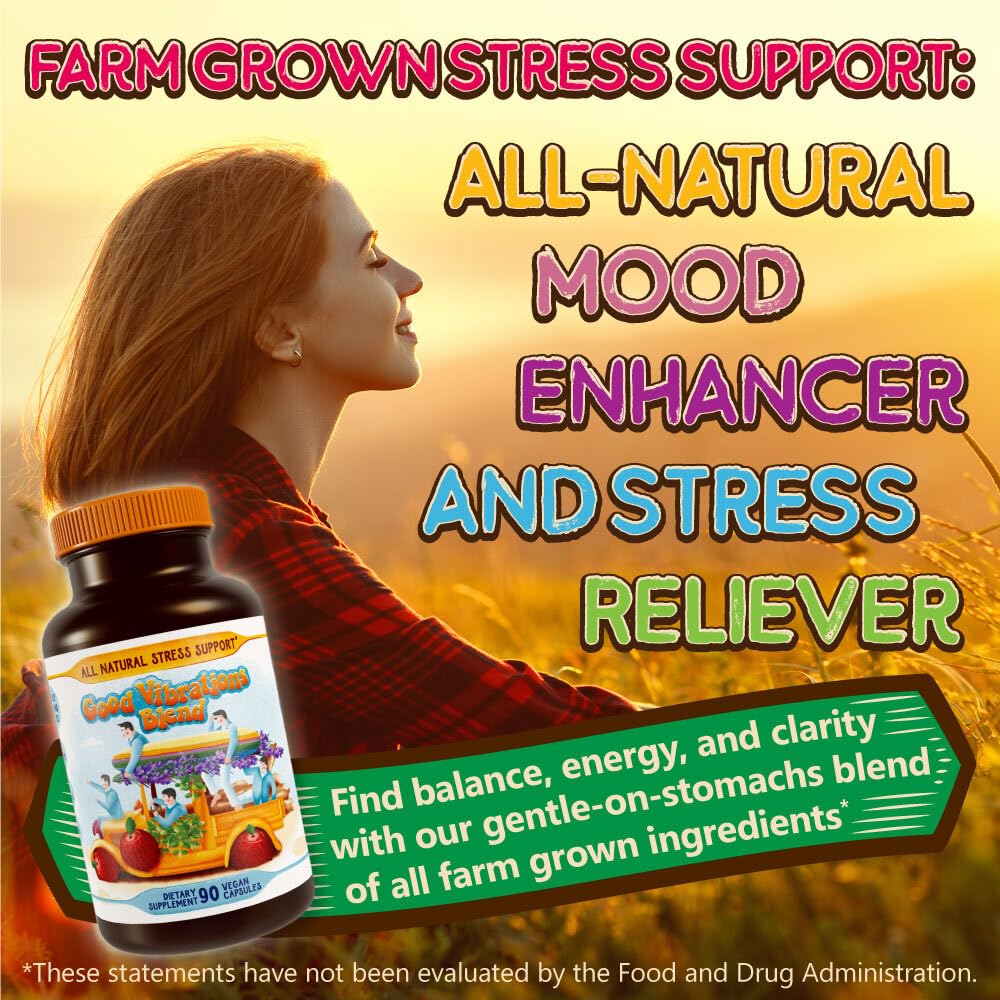 Hippie Farms Stress, Mood, Energy Support - Ashwagandha Root, Lion's Mane & More - Good Vibrations Blend - TrustMedUSA