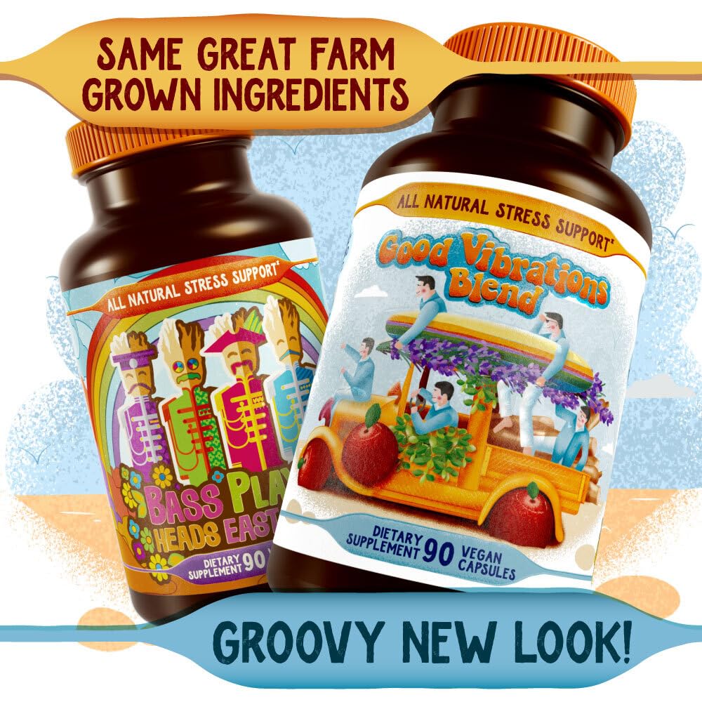 Hippie Farms Stress, Mood, Energy Support - Ashwagandha Root, Lion's Mane & More - Good Vibrations Blend - TrustMedUSA