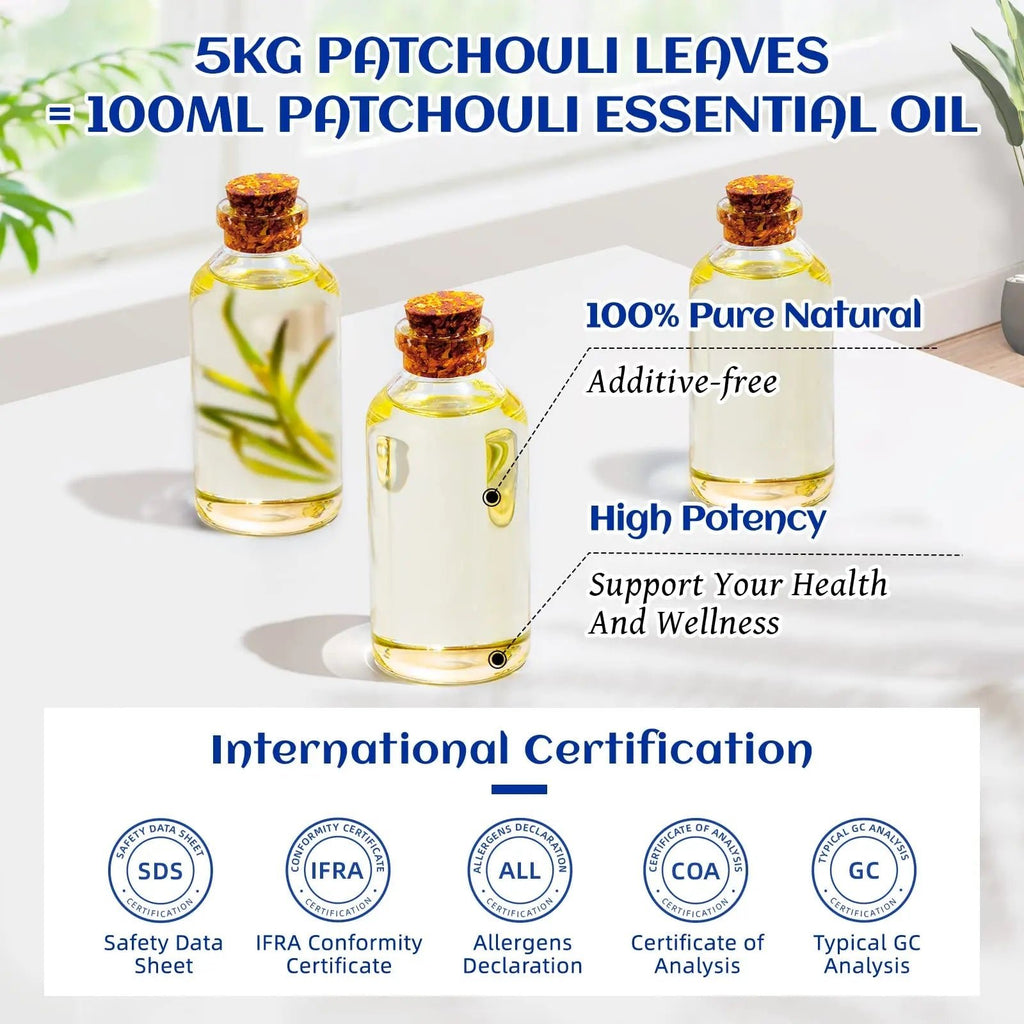 HIQILI Patchouli Essential Oil 100ML, Pure Natural, for Perfume Making, Diffuser and Skin - TrustMedUSA