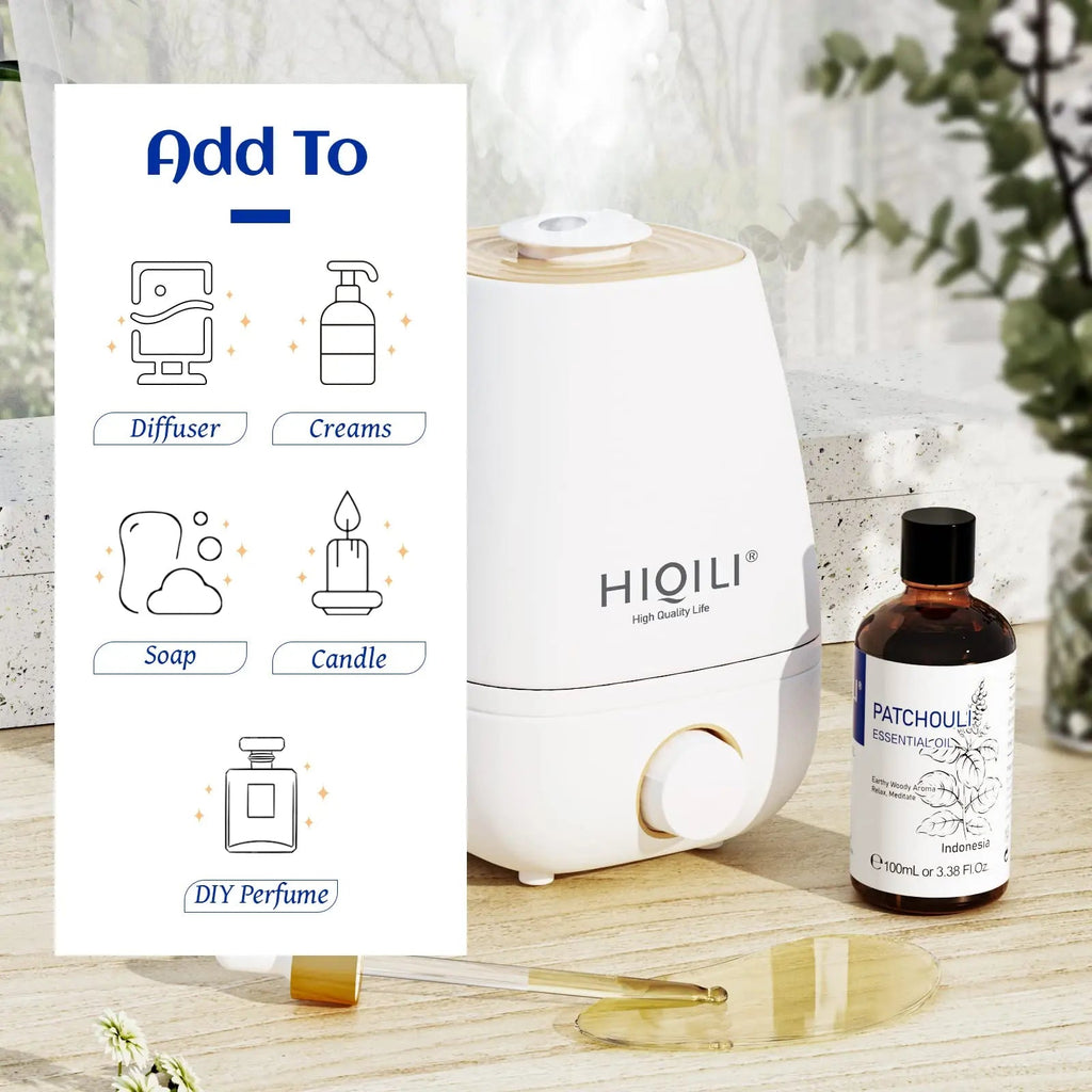 HIQILI Patchouli Essential Oil 100ML, Pure Natural, for Perfume Making, Diffuser and Skin - TrustMedUSA
