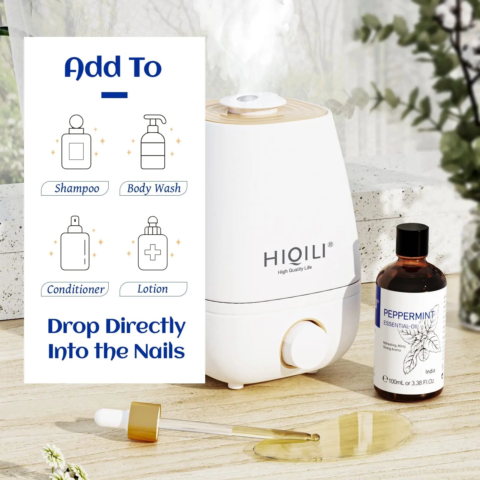 HIQILI Peppermint Oil 100ML, 100% Pure Peppermint Essential Oil Natural for Diffuser - TrustMedUSA