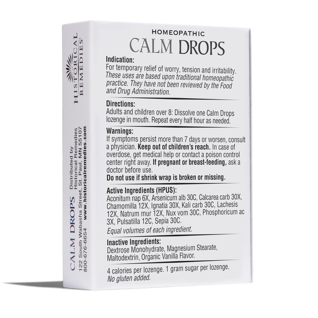 Historical Remedies Calm Drops Homeopathic Lozenges (6 Pack)| Natural Care for Emotional Relief, Vegan & Gluten-Free Organic Vanilla Flavor Drops to Promote Relaxation and a Sense of Calm - Maple Wellness Supplements