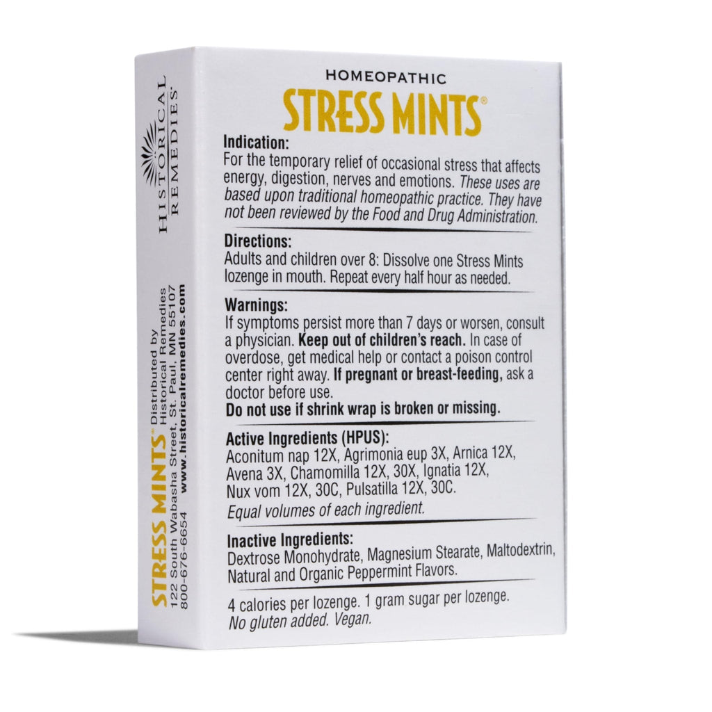 Historical Remedies Stress Mints (1 Pack) | Homeopathic Lozenges to Aid Stress & Digestion, Organic Peppermint Flavor, Vegan & Gluten-Free, Non-Habit Forming - Maple Wellness Supplements
