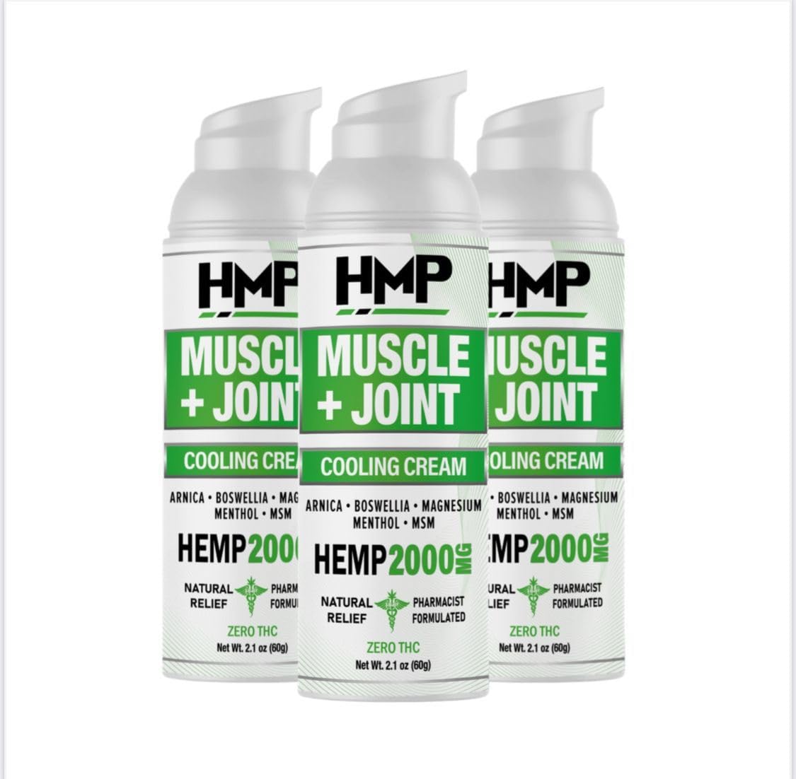 HMP BRANDS Hemp Cream Muscle & Joint Support 2000MG Hemp Discomfort Relief Formula w Menthol Ideal for Knee Muscle Joint Back Shoulder Elbow Maximum Joint Support, Natural Formula Made in USA (3 Pack) - TrustMedUSA