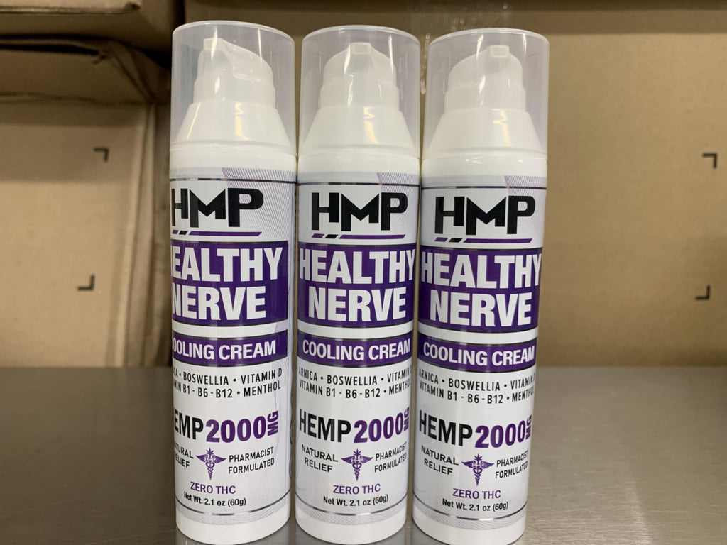 HMP BRANDS Neuropathy Cream Nerve Hemp Cream 2000mg Maximum Strength for Feet, Hands, Legs, Toes, Back. Natural Arnica, Vitamin D3 B1 B6 B12 w Menthol, Made in USA 2.1oz - TrustMedUSA