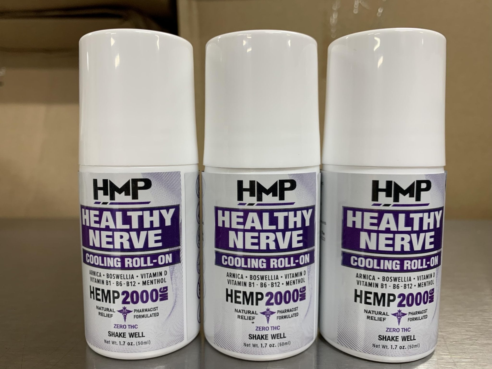 HMP Nerve Roll-On for Feet, Hands, Legs, Toes, Back 2000MG Hemp with Menthol & Arnica, Soothing Cooling Formula, Made in USA, 50ml (1 Pack) - TrustMedUSA