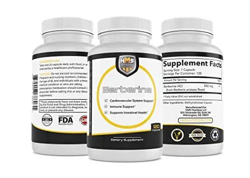 HMS Nutrition 550mg Berberine HCL from Berberis Aristata Root - TrustMedUSA