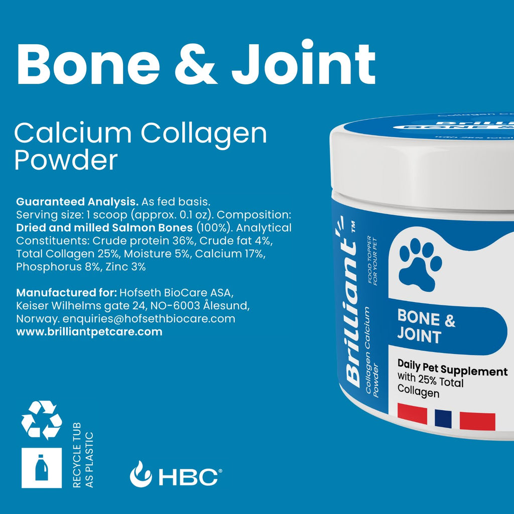 Hofseth BioCare Brilliant Bone & Joint Supplement for Dogs - High Strength Calcium & Collagen Powder for Joint & Hip Support, Essential Supplement for Dog’s of All Ages - 10.6 Oz - TrustMedUSA