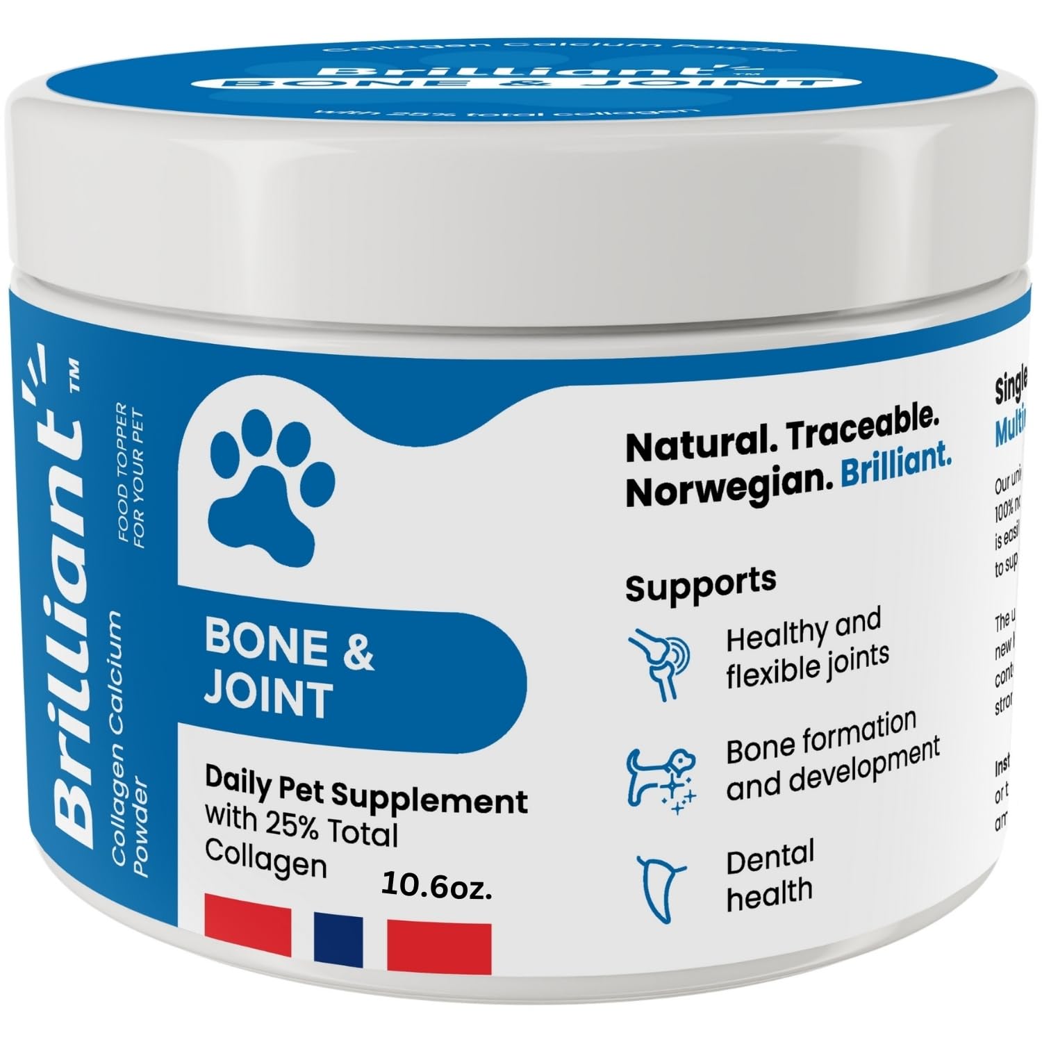 Hofseth BioCare Brilliant Bone & Joint Supplement for Dogs - High Strength Calcium & Collagen Powder for Joint & Hip Support, Essential Supplement for Dog’s of All Ages - 10.6 Oz - TrustMedUSA