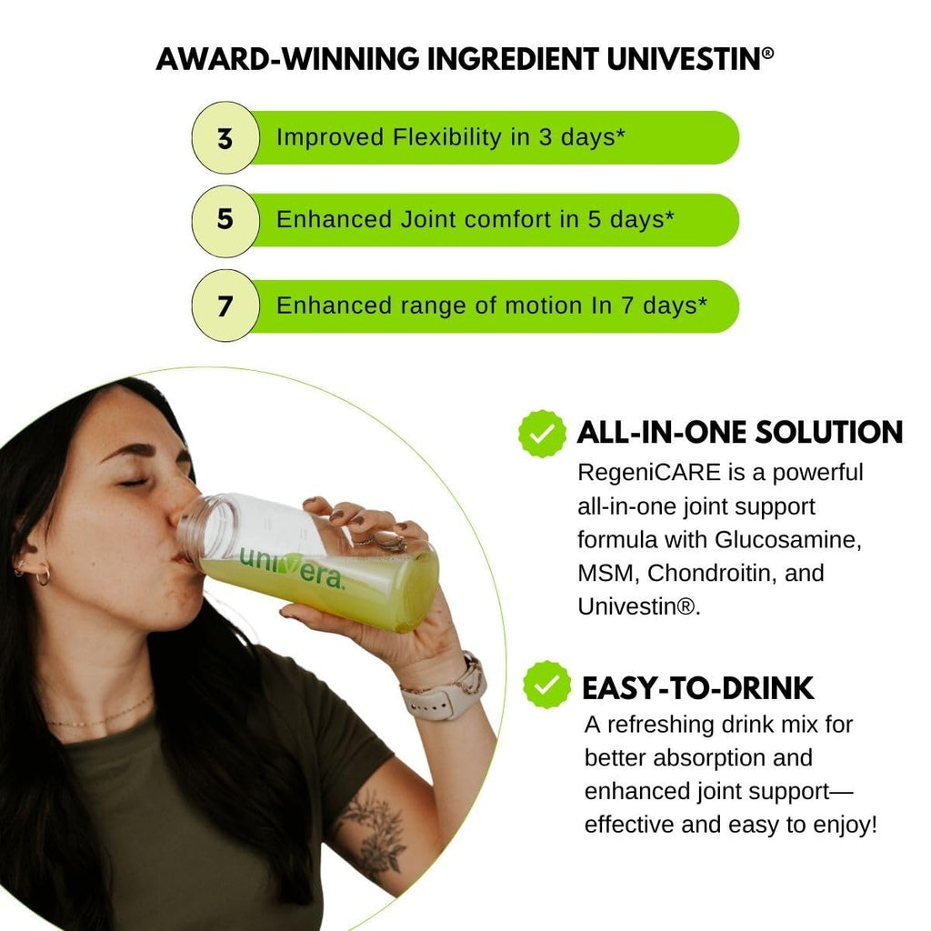 Holiday Gift Set, Joint Support with Univestin®, Glucosamine, Chondroitin & MSM — Bottle & Frother Included, Green Apple Flavor, 30 Servings - TrustMedUSA