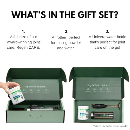 Holiday Gift Set, Joint Support with Univestin®, Glucosamine, Chondroitin & MSM — Bottle & Frother Included, Green Apple Flavor, 30 Servings - TrustMedUSA