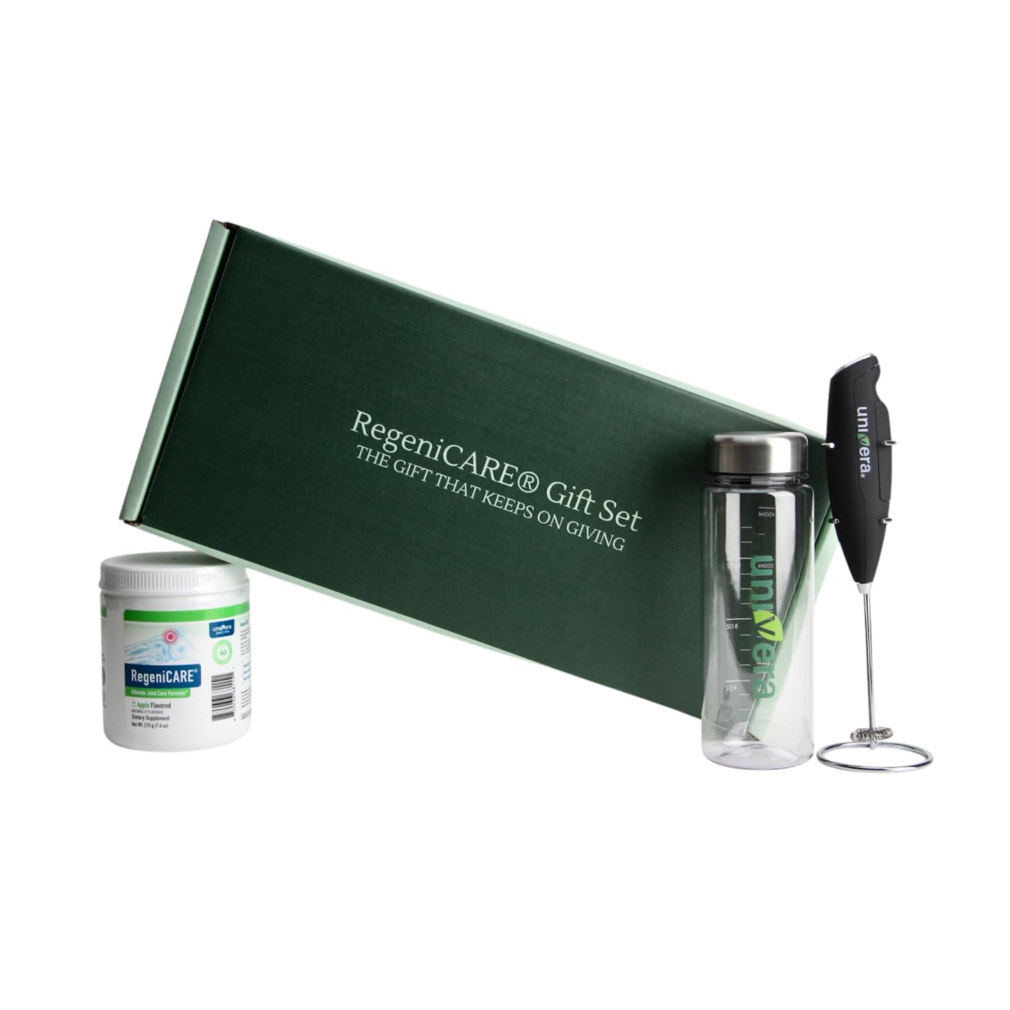 Holiday Gift Set, Joint Support with Univestin®, Glucosamine, Chondroitin & MSM — Bottle & Frother Included, Green Apple Flavor, 30 Servings - TrustMedUSA
