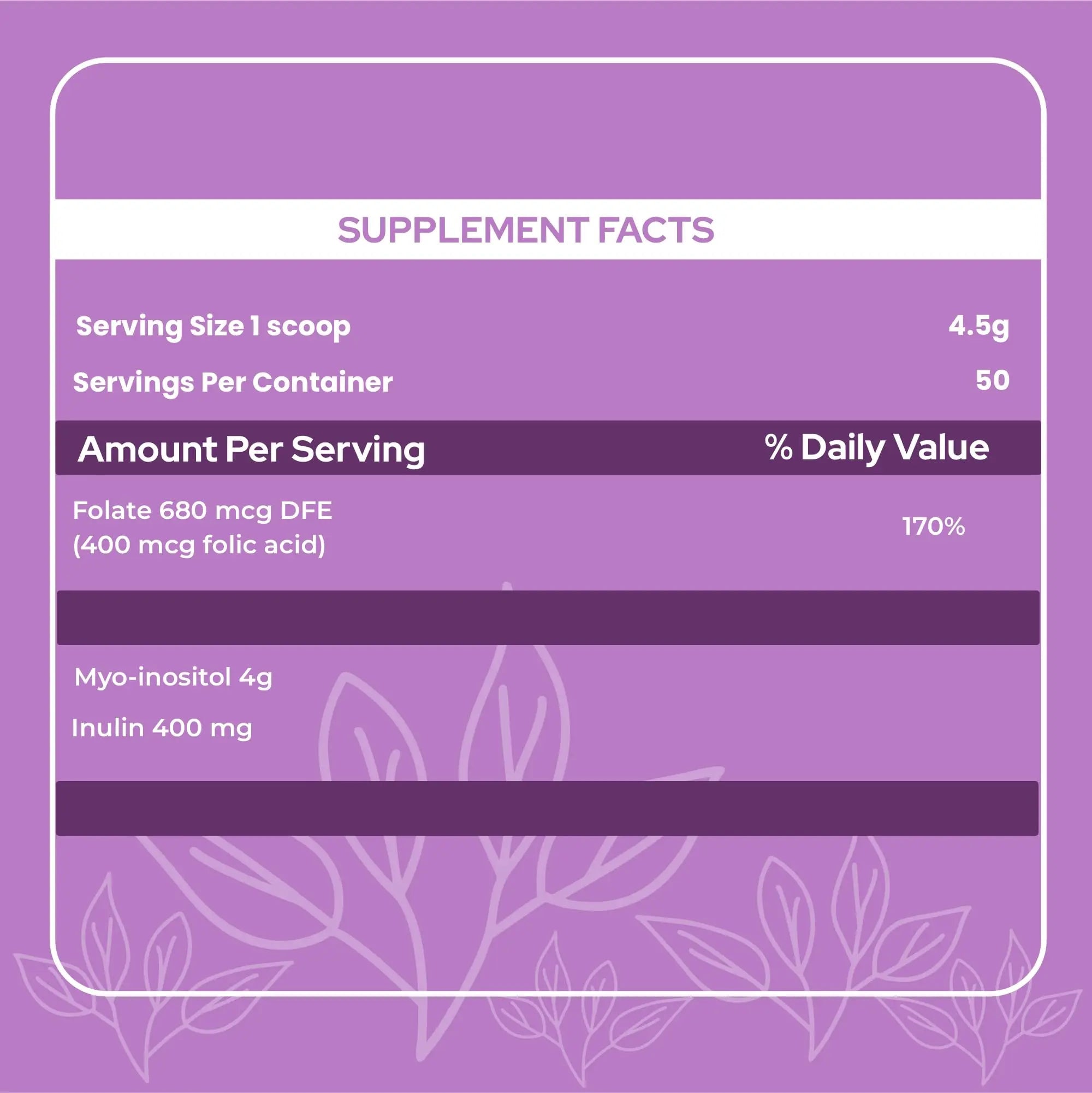 Holiherb 4g Myo Inositol + Folic Acid - TrustMedUSA