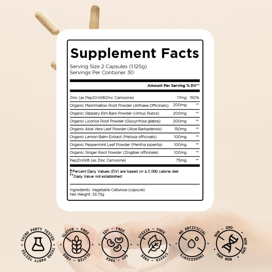HOLISS Daily Gut Health Capsules – 8-in-1 All Natural Supplement, Lemon Balm, Bloat & Gas Relief, GI Lining Repair, - TrustMedUSA