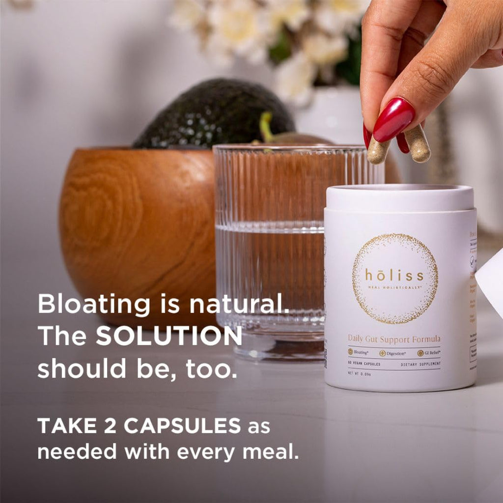 HOLISS Daily Gut Health Capsules – 8-in-1 All Natural Supplement, Lemon Balm, Bloat & Gas Relief, GI Lining Repair, - TrustMedUSA