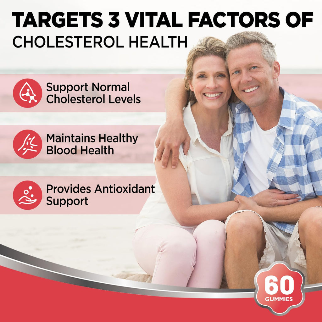HOLLEGEND Cholesterol Supplements Gummies Sugar Free, 1500mg Plant Sterols for Cholesterol Health, Plus Citrus Bergamot, CoQ10 & Vitamins for Heart Health, Vegan, Mixed Berry Flavor, 60 Chewables - TrustMedUSA