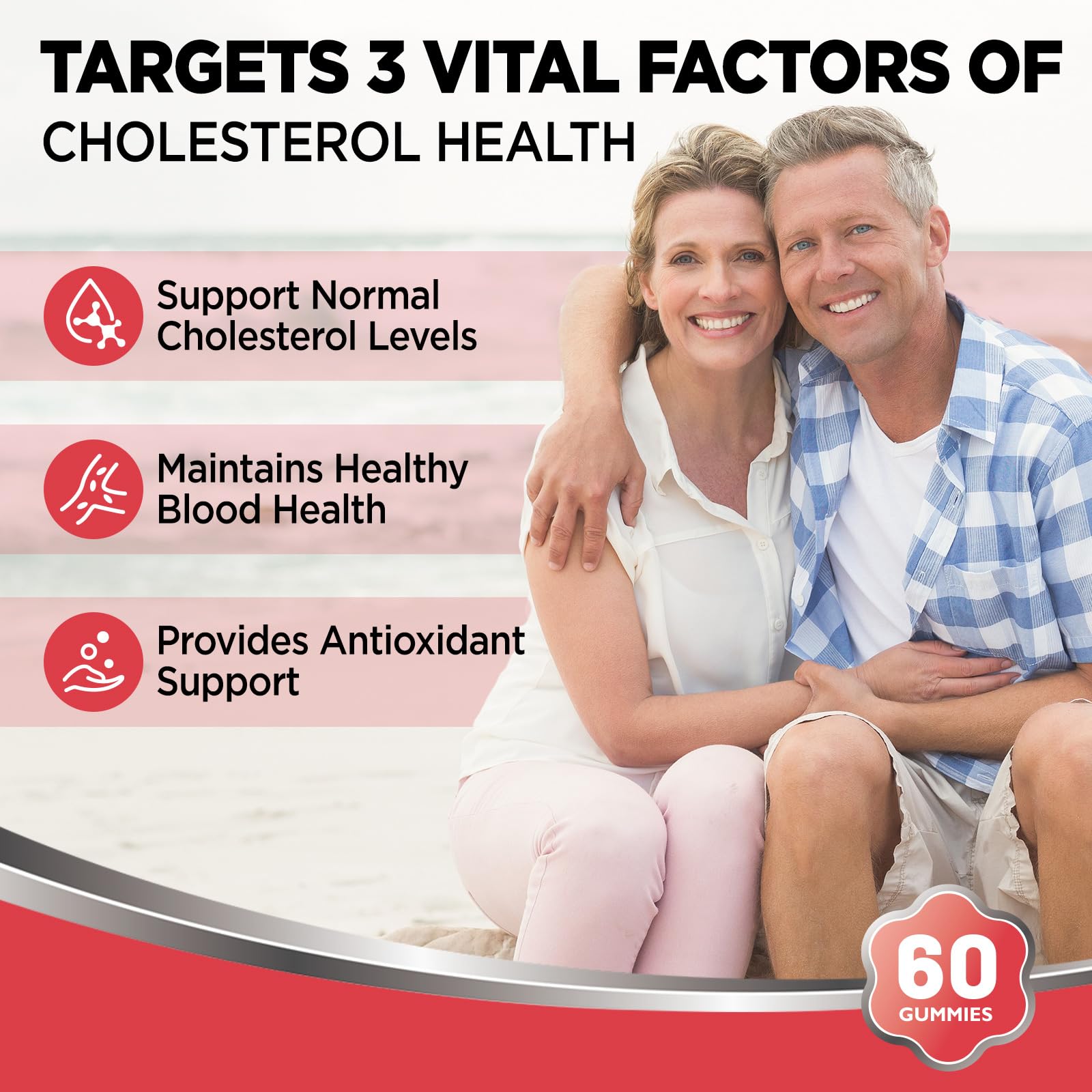 HOLLEGEND Cholesterol Supplements Gummies Sugar Free, 1500mg Plant Sterols for Cholesterol Health, Plus Citrus Bergamot, CoQ10 & Vitamins for Heart Health, Vegan, Mixed Berry Flavor, 60 Chewables - TrustMedUSA