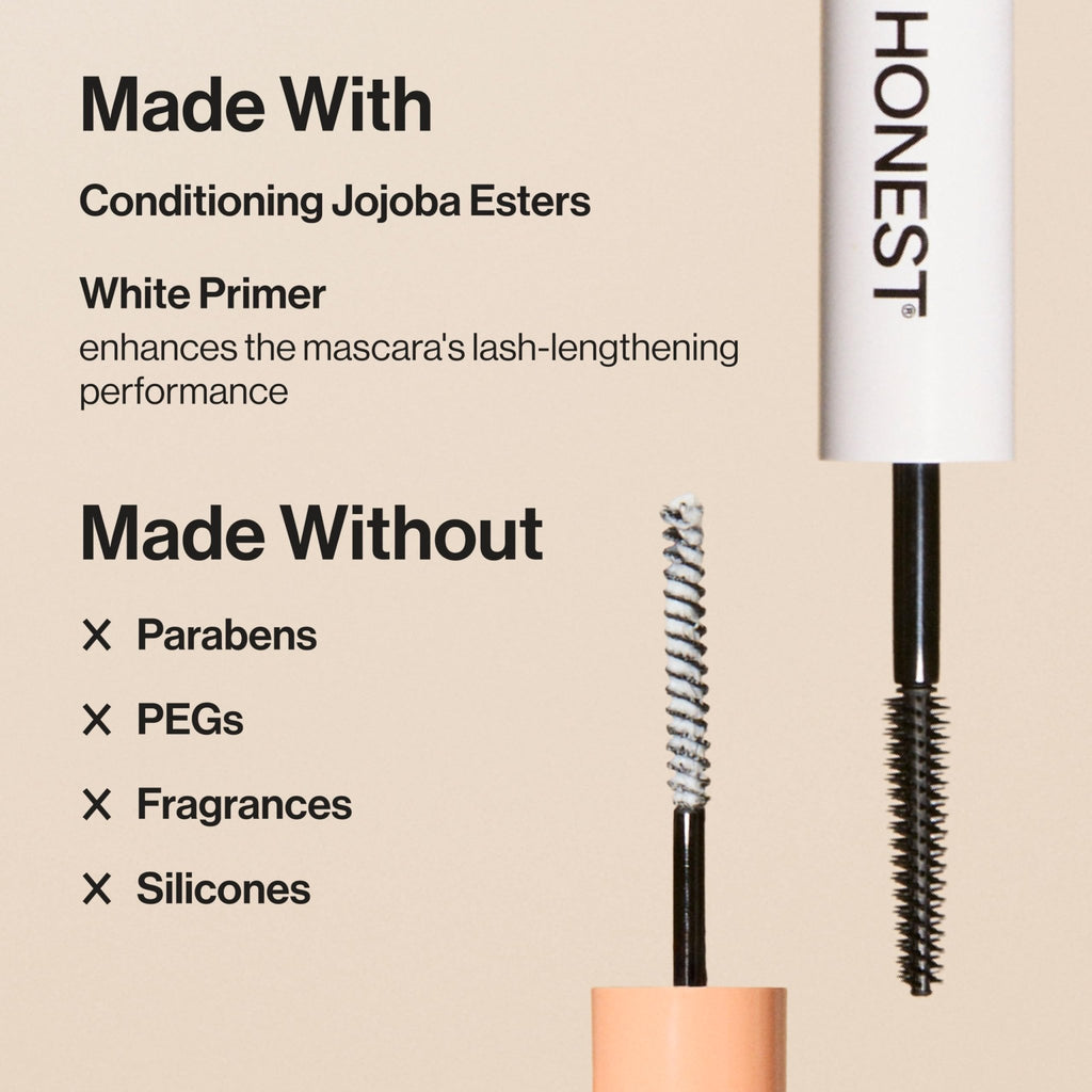 Honest Beauty 2-in-1 Extreme Length Clean Mascara + Lash Primer | Lengthening + Volumizing | Cruelty Free + Safe for Sensitive Eyes | Black, .27 fl oz - TrustMedUSA