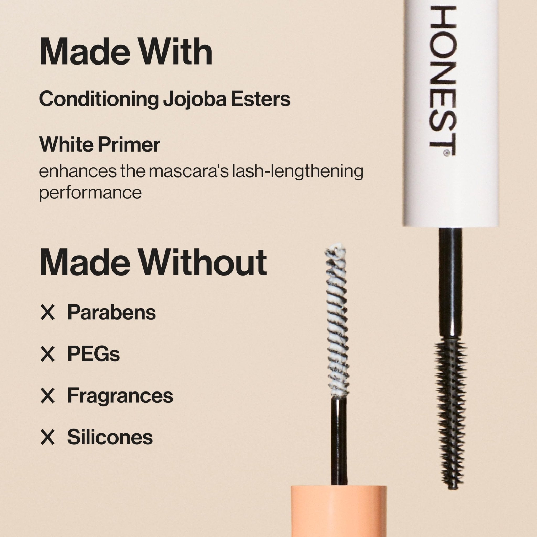 Honest Beauty 2-in-1 Extreme Length Clean Mascara + Lash Primer | Lengthening + Volumizing | Cruelty Free + Safe for Sensitive Eyes | Black, .27 fl oz - TrustMedUSA