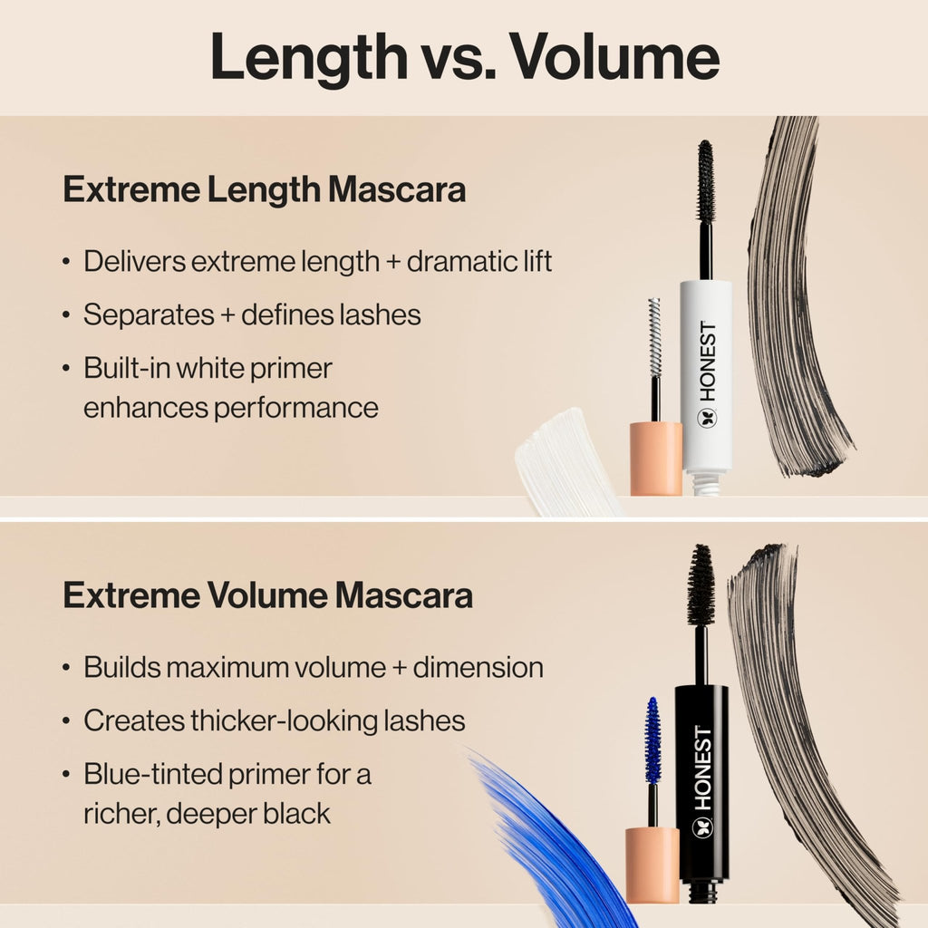 Honest Beauty 2-in-1 Extreme Length Clean Mascara + Lash Primer | Lengthening + Volumizing | Cruelty Free + Safe for Sensitive Eyes | Black, .27 fl oz - TrustMedUSA
