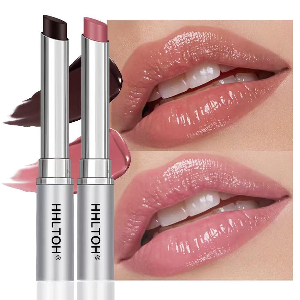 Honey Butter Lipstick Tinted Lip Balm, Shine Moisturizing Plumper Lipstick for Women, Natural Nourishing Hydrating Lip Gloss Stain for Dry Lips, Lightweight Lip Liner Care Makeup, Vegan - Black & Pink - TrustMedUSA