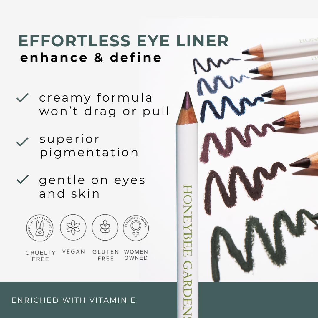 Honeybee Gardens Effortless Eye Liner Pencil, Jet Set Black, Smooth Long-Wearing, Rich Pigment, Vegan & Gluten-Free - TrustMedUSA