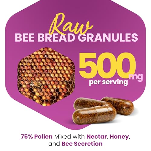 HONEYBEEZONE-Bee Bread Capsules – Nutrient-Rich Superfood for Energy Boost, Immune Support Supplement | Non-GMO, Gluten-Free, 60 Easy-to-Swallow Veggie Capsules - TrustMedUSA