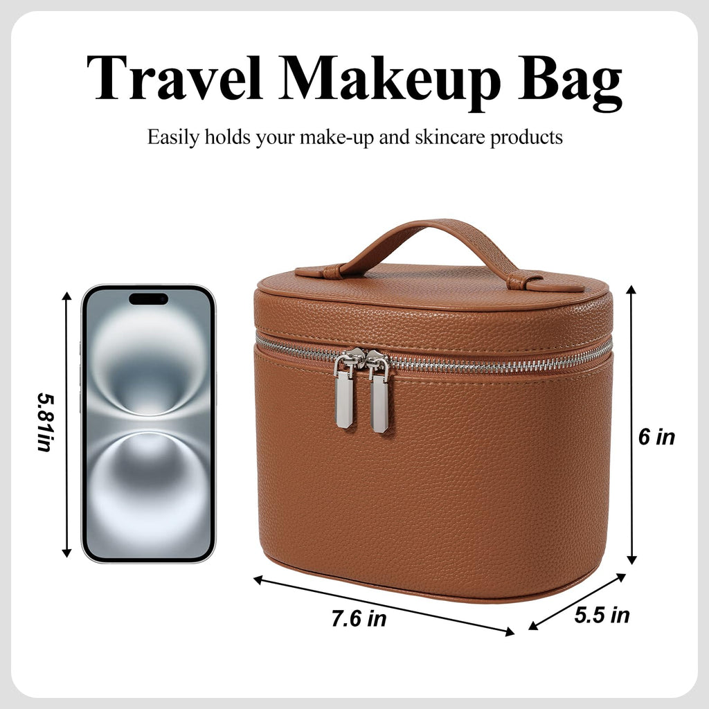 honitty Makeup Bag, Travel Make up Case with Compartments and Handle, Portable Cosmetic Organizer Bags,Toiletry Bag for Women - TrustMedUSA