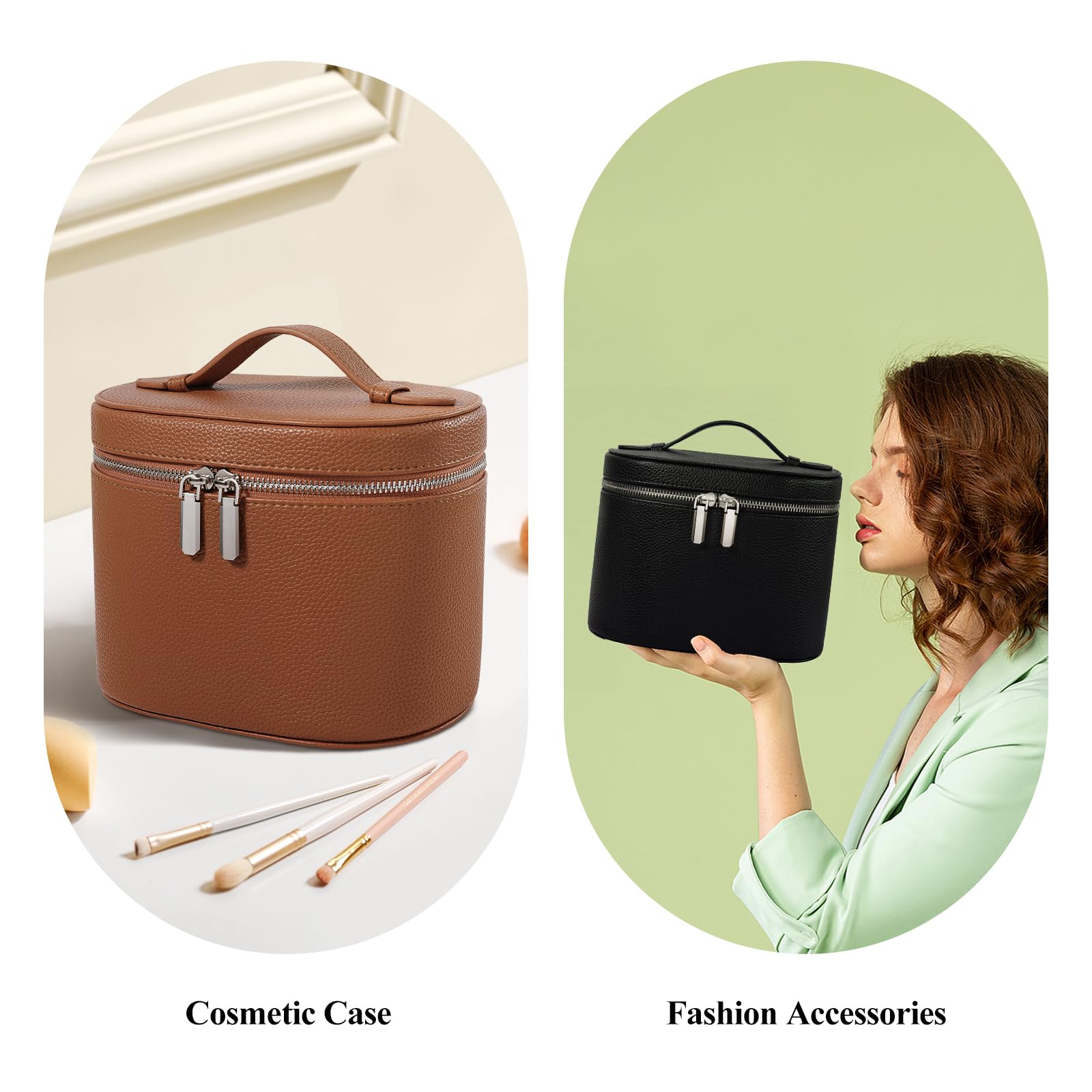 honitty Makeup Bag, Travel Make up Case with Compartments and Handle, Portable Cosmetic Organizer Bags,Toiletry Bag for Women - TrustMedUSA