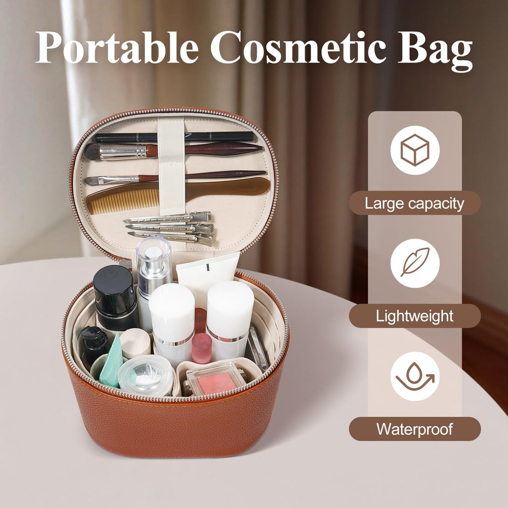 honitty Makeup Bag, Travel Make up Case with Compartments and Handle, Portable Cosmetic Organizer Bags,Toiletry Bag for Women - TrustMedUSA