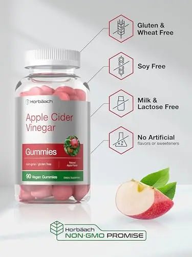 Horbaach Vegan Apple Cider Vinegar Gummies | 90 Count | ACV Supplement | Natural - TrustMedUSA