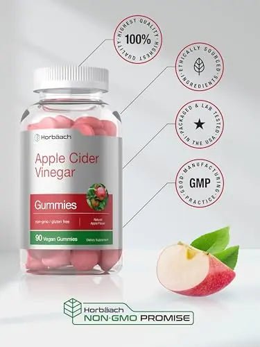 Horbaach Vegan Apple Cider Vinegar Gummies | 90 Count | ACV Supplement | Natural - TrustMedUSA