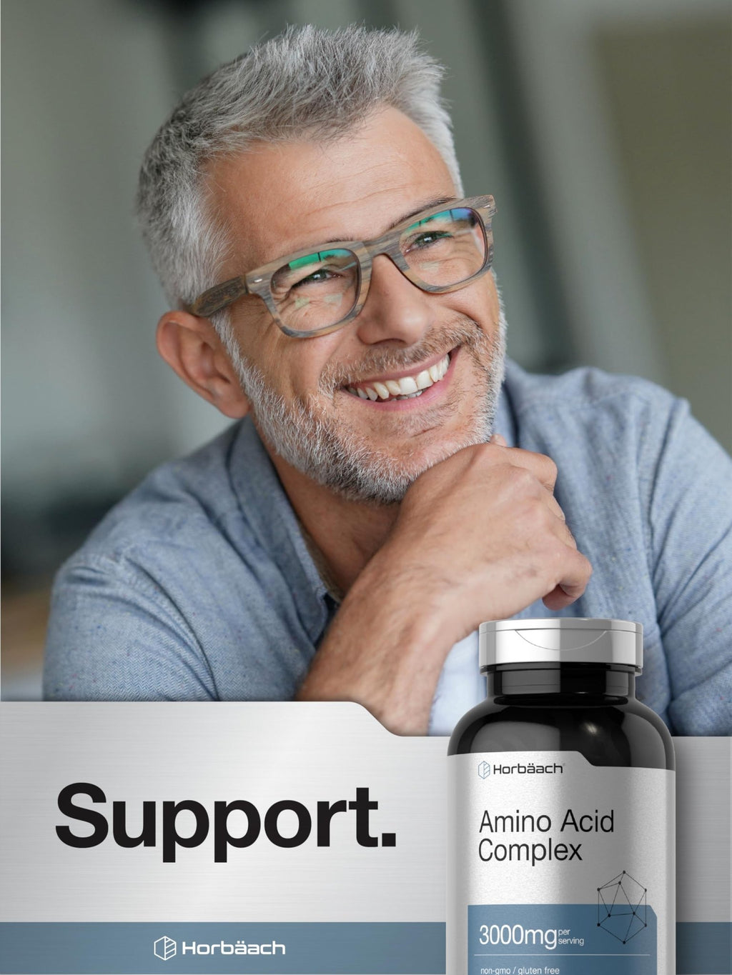 Horbäach Amino Acid Complex 3000mg | 250 Caplets | Non-GMO, Gluten Free Supplement - TrustMedUSA