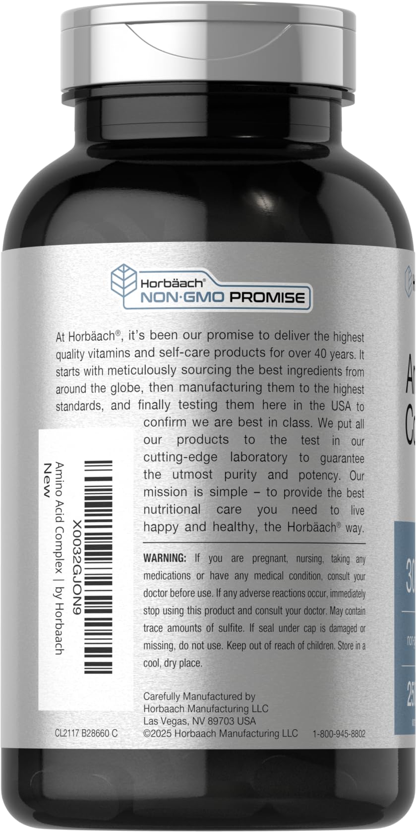 Horbäach Amino Acid Complex 3000mg | 250 Caplets | Non-GMO, Gluten Free Supplement - TrustMedUSA