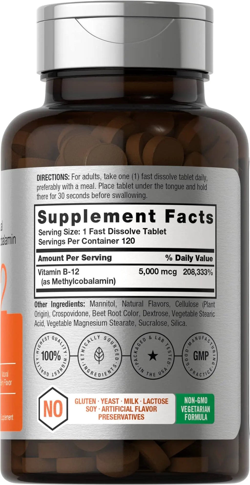 Horbäach B12 Sublingual Methylcobalamin | 5000mcg | 120 Fast Dissolve Tablets - TrustMedUSA